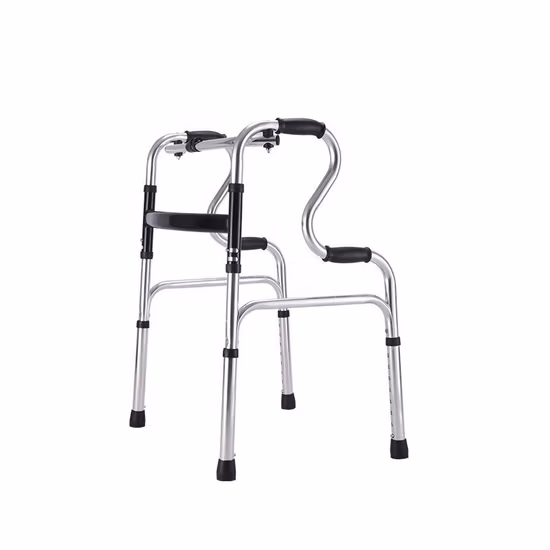 Customized Medical Aluminum Man Disabled Elderly Upright Walker Foldable Frame Walker with Seat and Bedpan