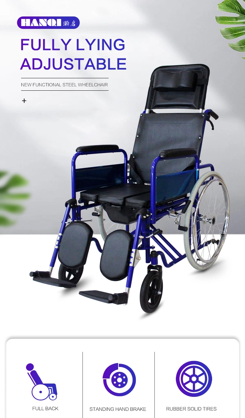 Muti Functional Stainless Steel Cerebral Palsy High Backrest Economic Medical Folding Wheel Chair Commode Chair